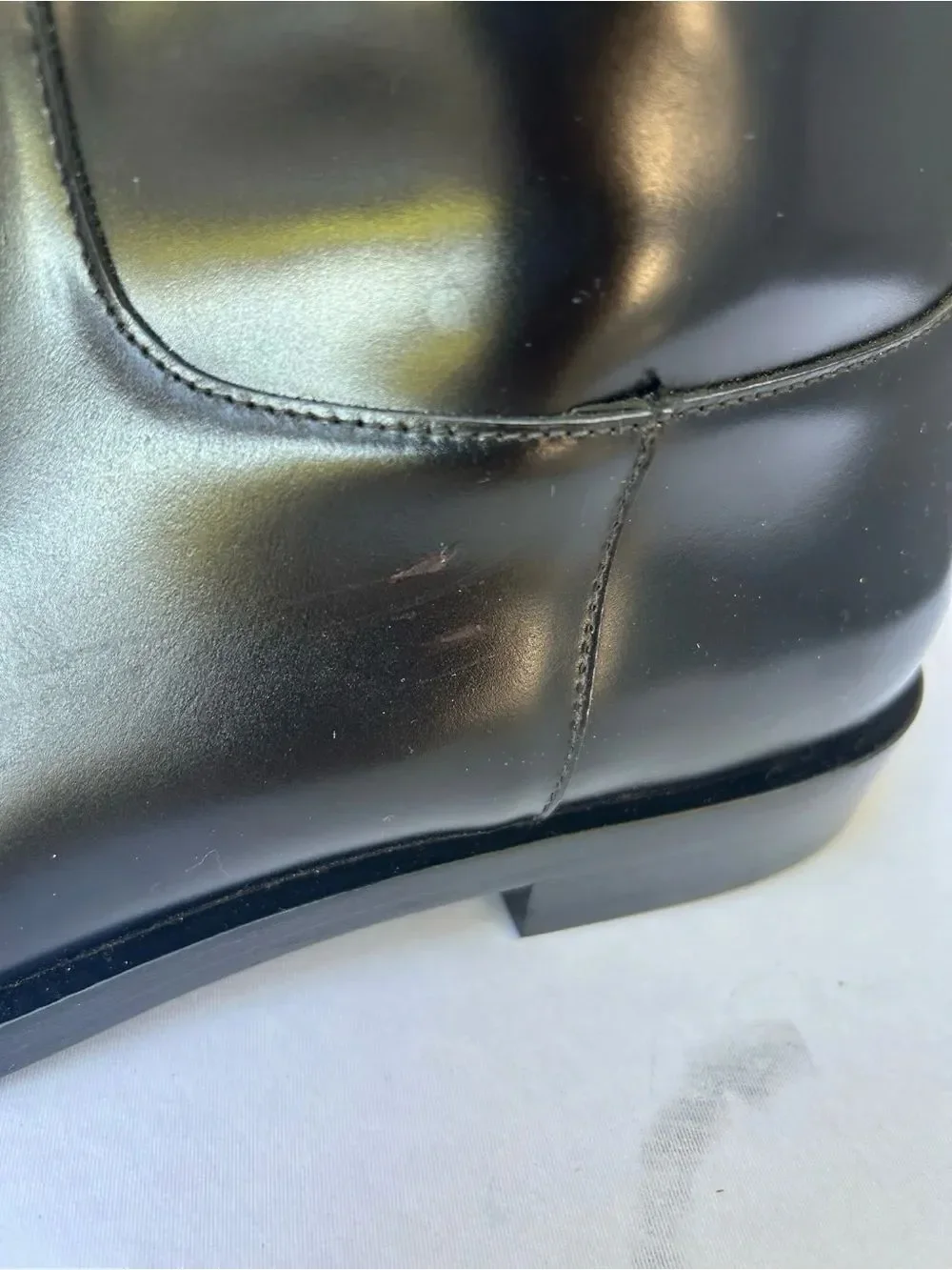 NEW Toteme Leather Riding Boot Square Toe Pull On Shiny Black 41EU